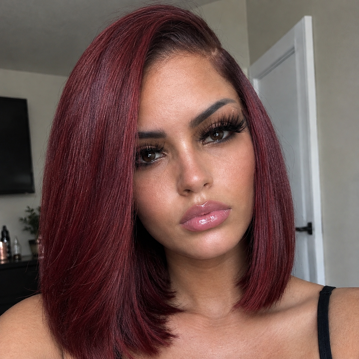 Short Bob Peruvian Hair 99J HD Lace Wig for Glam Look
