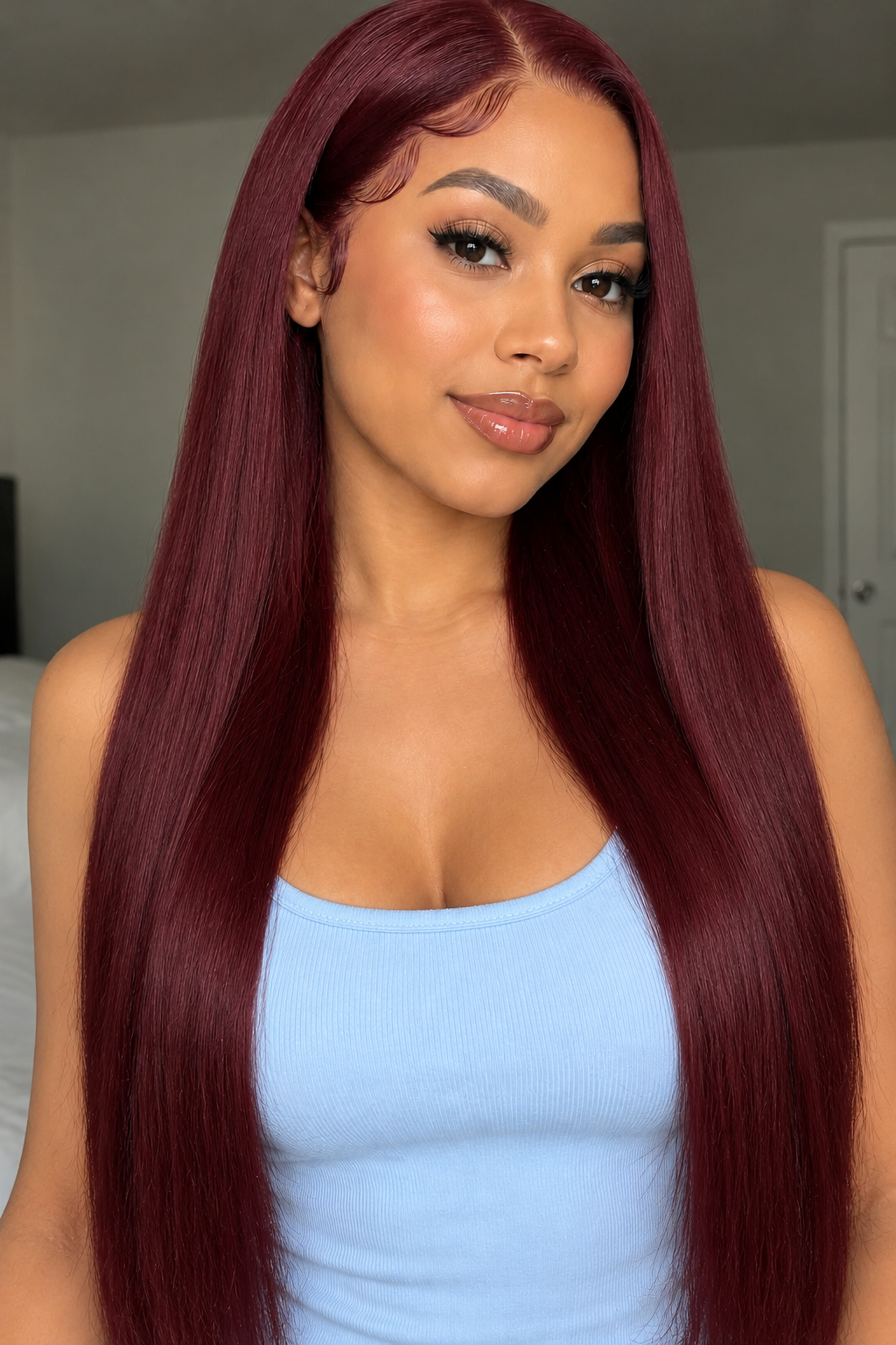 #99J Burgundy Bundles Human Hair Straight Bundles 50 Gram Per Bundle
