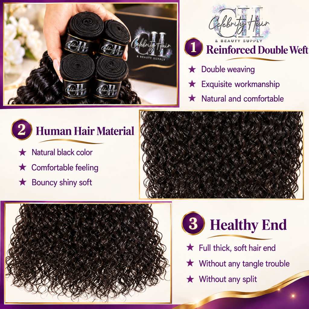 10A Water Wave Bundles with Closure (16 18 20 +14) Wet and Wavy Virgin Human Hair with 4x4 Lace Closure