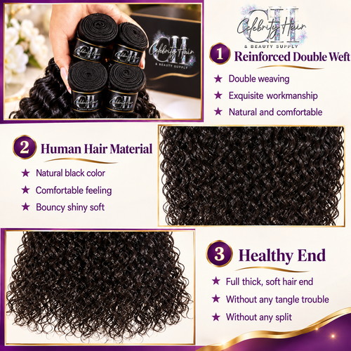 10A Water Wave Bundles with Closure (16 18 20 +14) Wet and Wavy Virgin Human Hair with 4x4 Lace Closure