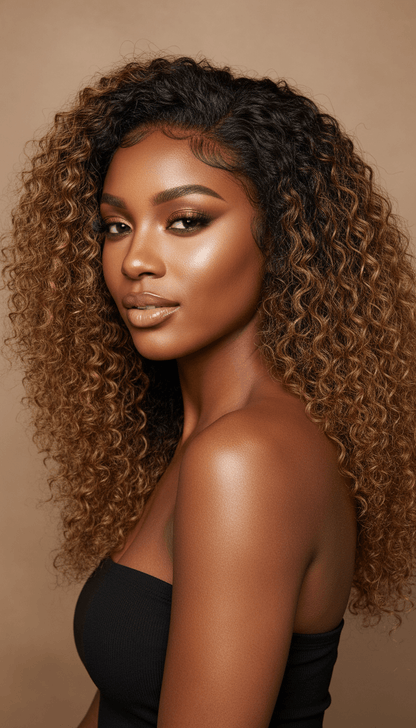 Water Wave Lace Front Wig Brazilian Ombre Honey Blonde 30 Inch Human Hair.