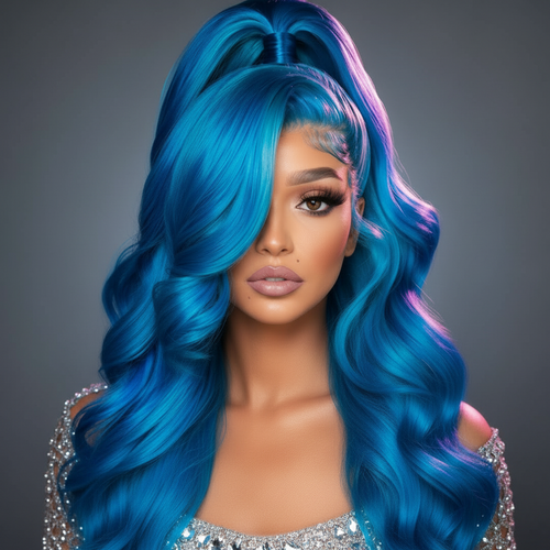 13x6 HD 360blue Curly Natural Frontal Human Hair Wig