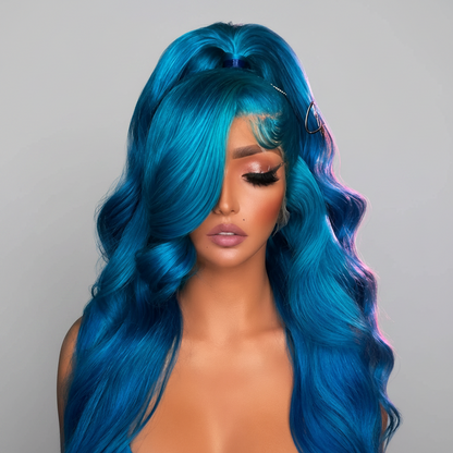 13x6 HD 360blue Curly Natural Frontal Human Hair Wig