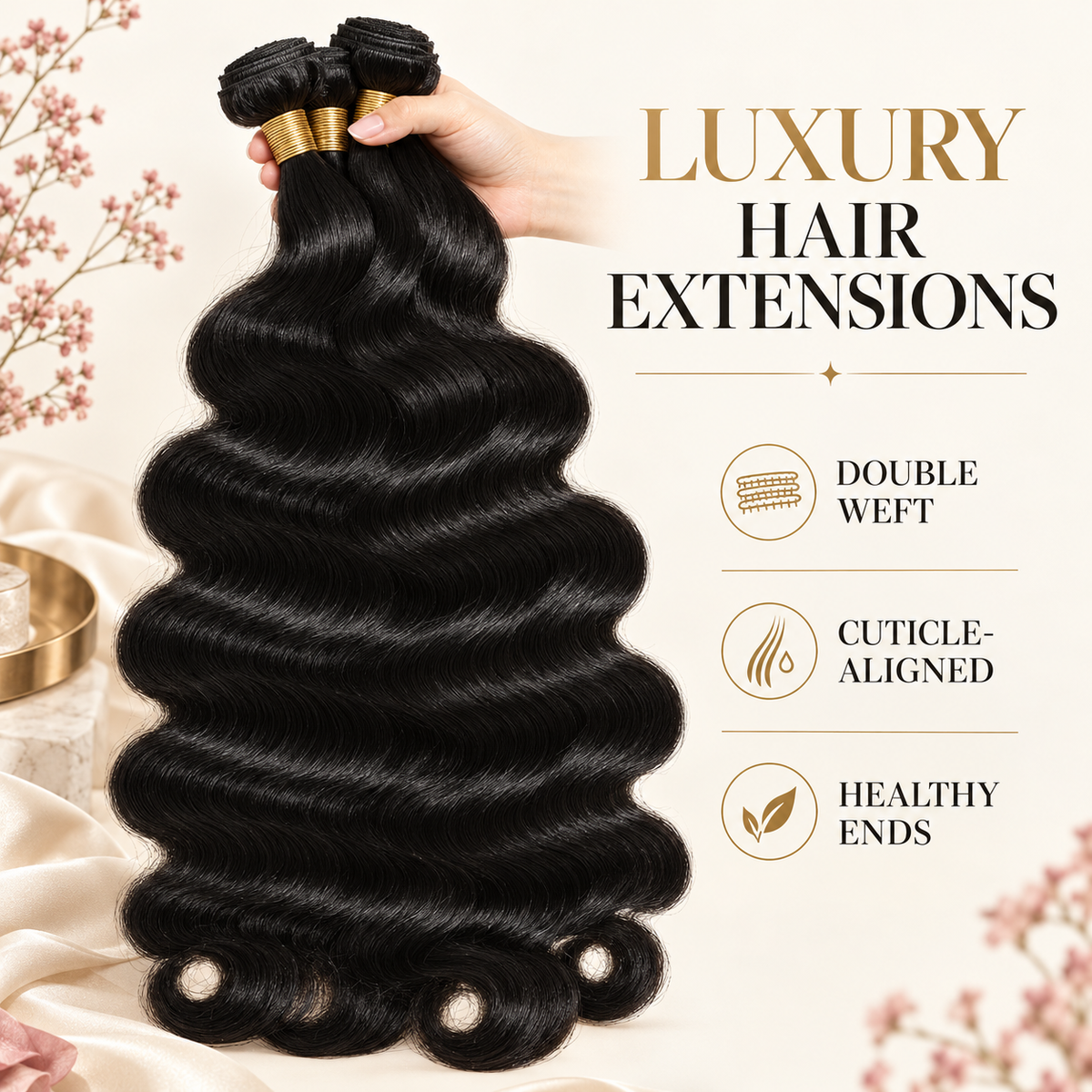 Body Wave Bundles 22 22 22 inch Full Cuticle intact, 12A Grade Human Hair Bundles with 20" 5x5 closure