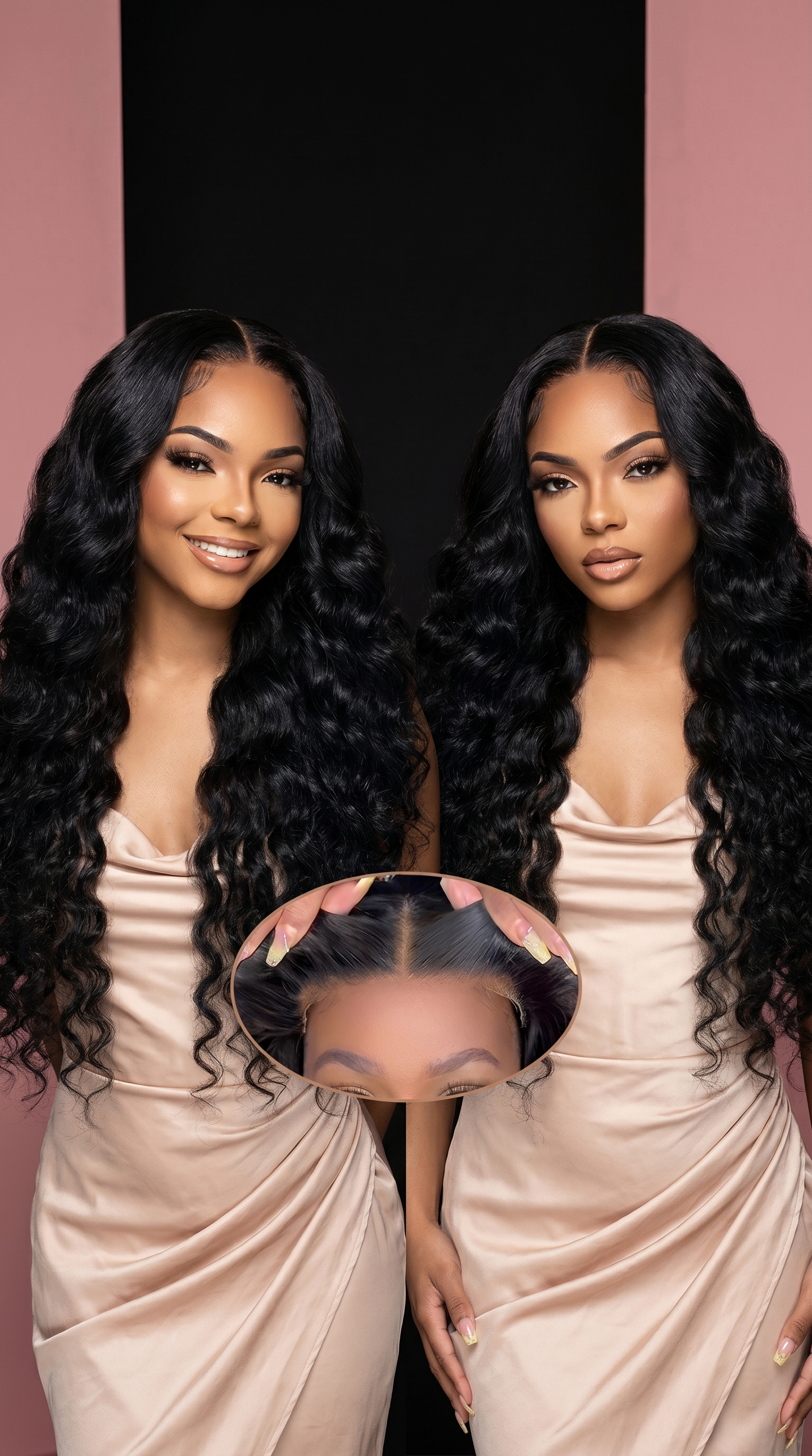 Deep wave glueless human hair wig with transparent HD lace, pre-plucked 4x4 frontal, 200 density from Celebrity Hair & Beauty
