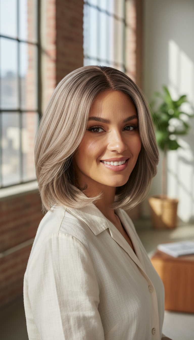 Short Bob 10 inch Highlight Ash Blonde Glueless Lace Front Wig 180 Density.