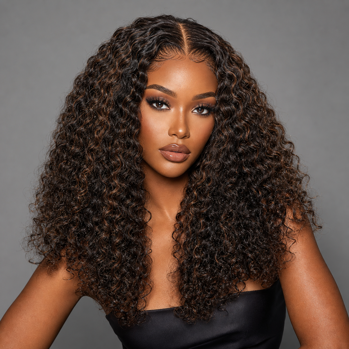 Premium Burmese curly hair bundles with 4/30 highlights on a voluminous sun-kissed curl look