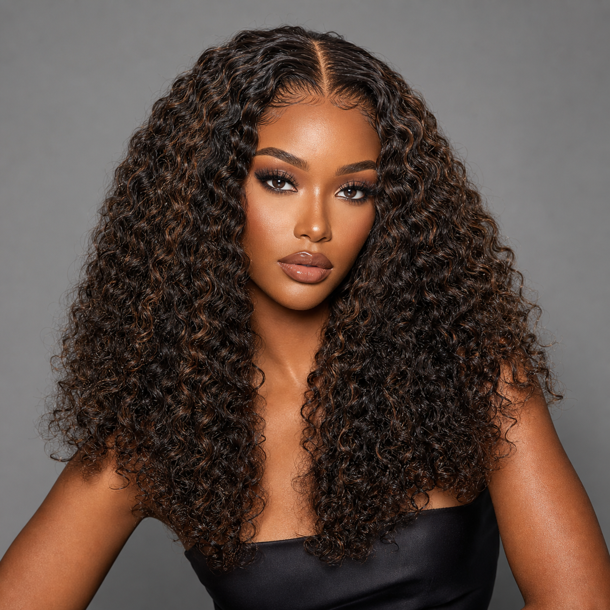 Premium Burmese curly hair bundles with 4/30 highlights on a voluminous sun-kissed curl look