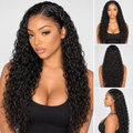 10A Water Wave Bundles with Closure (16 18 20 +14) Wet and Wavy Virgin Human Hair with 4x4 Lace Closure