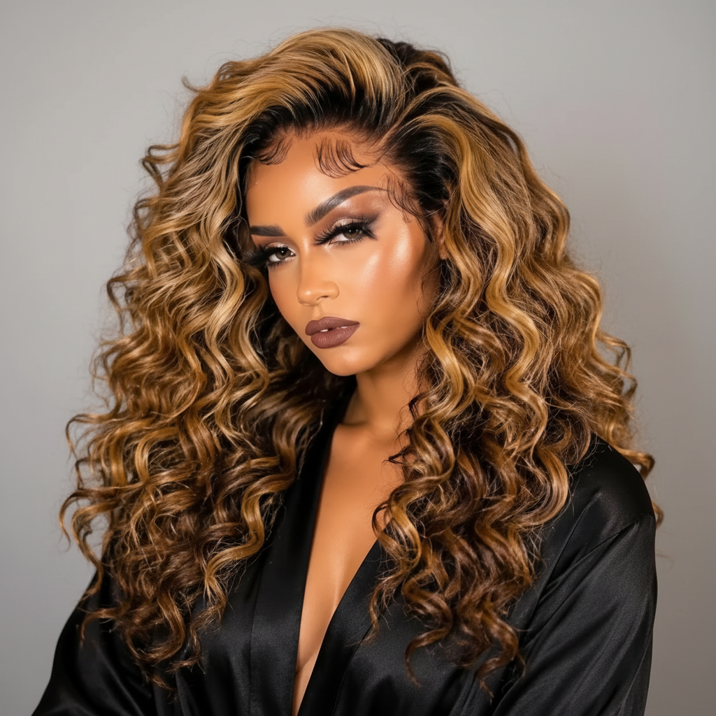 13X4 Density 200% HD Lace 613 Ombre Human Hair Wig