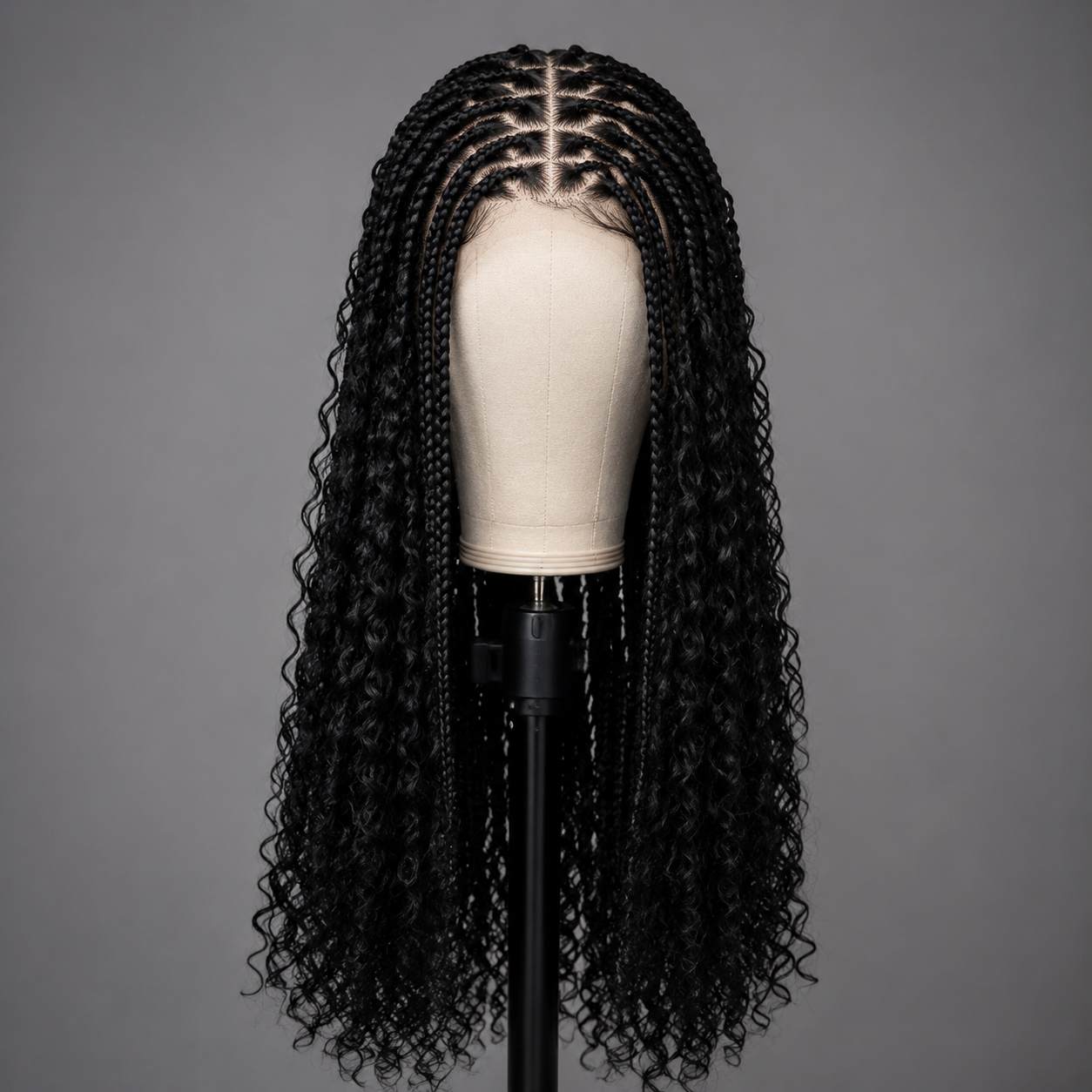 Box Braids Wig Triangle Knotless for Women Curly SyntheticWigs 13X8 Inch HD Lace Front Knotless Braided Wig