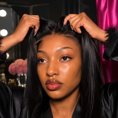 Raw Vietnamese Hair Straight Lace Front Wigs Human Hair, 13X4 Lace Wig- Pre-cut Glueless