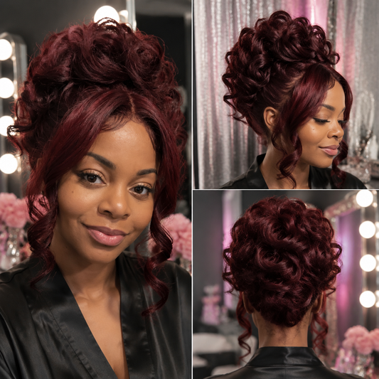 Loose Curl 360 Lace Wig Burgundy Human Hair Wig
