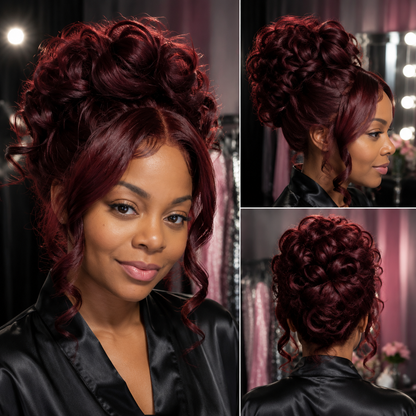Loose Curl 360 Lace Wig Burgundy Human Hair Wig