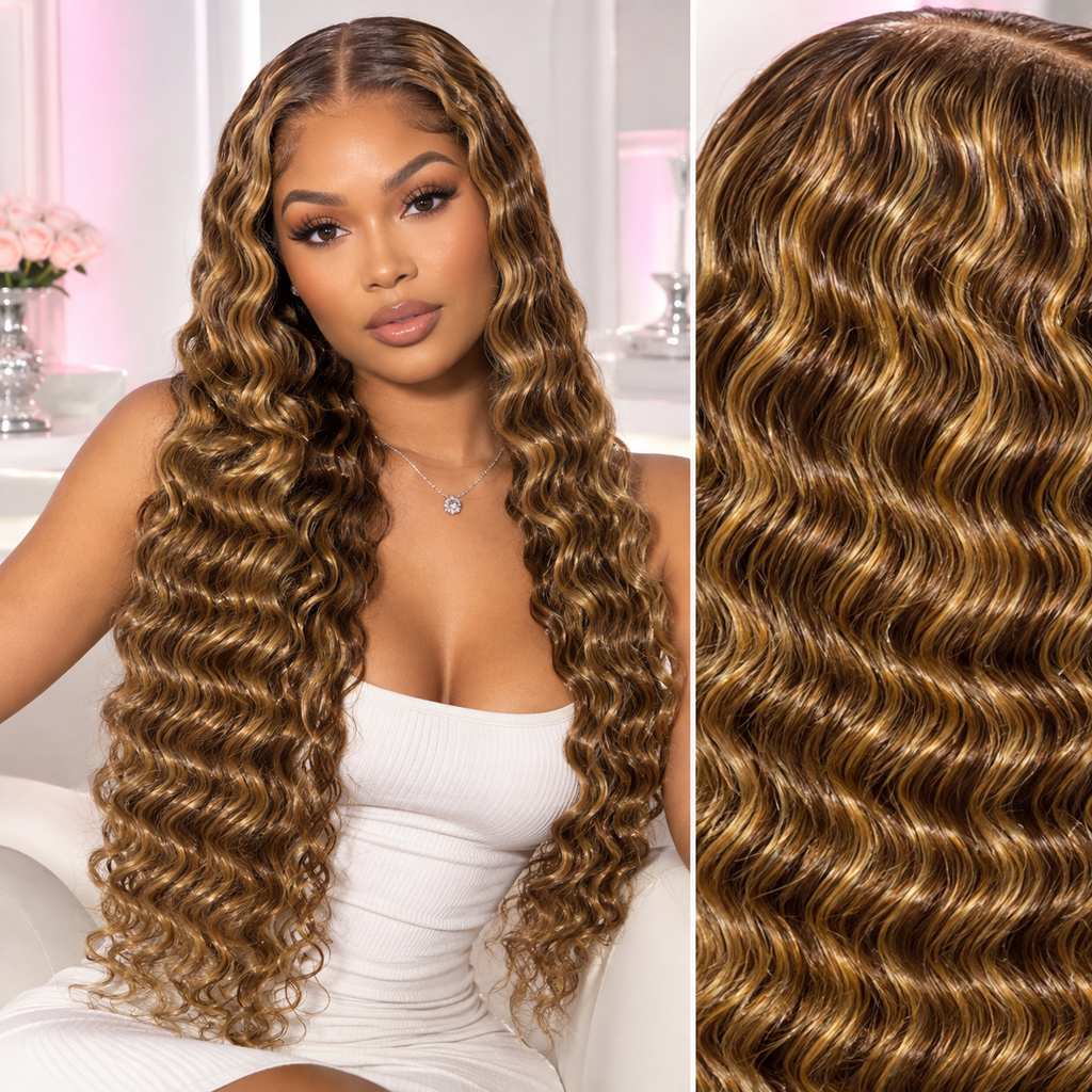 Celebrity Hair & Beauty Deep Wave Lace Front Wig – Pre Plucked Brazilian Remy Human Hair