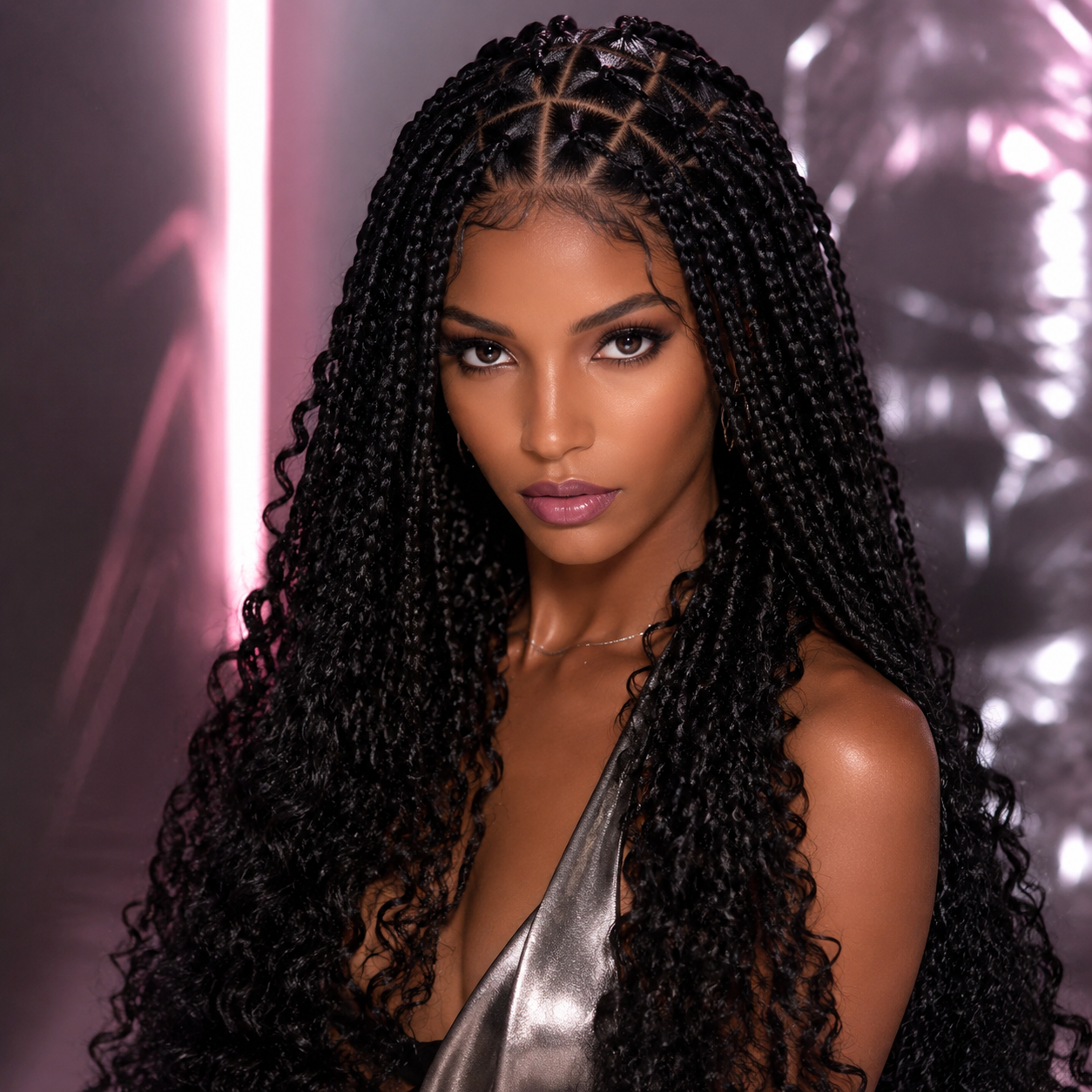 Box Braids Wig Triangle Knotless for Women Curly SyntheticWigs 13X8 Inch HD Lace Front Knotless Braided Wig