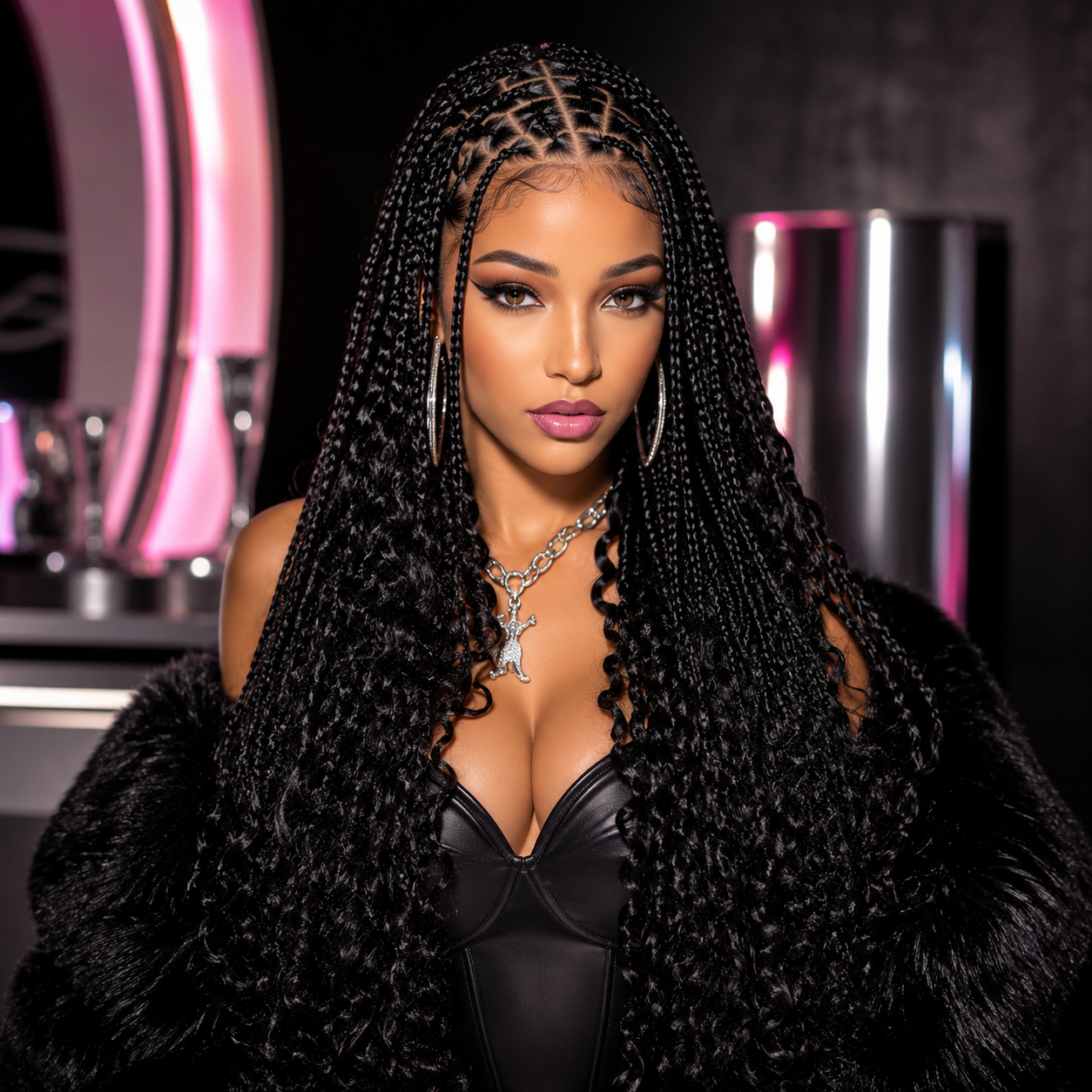 Box Braids Wig Triangle Knotless for Women Curly SyntheticWigs 13X8 Inch HD Lace Front Knotless Braided Wig