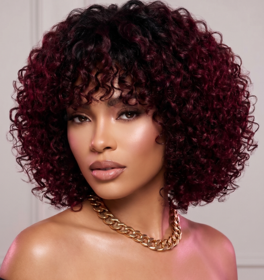 Deep curl lace front wig with 250% density, human hair extension from Celebrity Hair & Beauty, showcasing lush, voluminous curls.