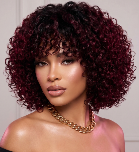 Deep curl lace front wig with 250% density, human hair extension by Celebrity Hair & Beauty, showcasing lush, voluminous curls.