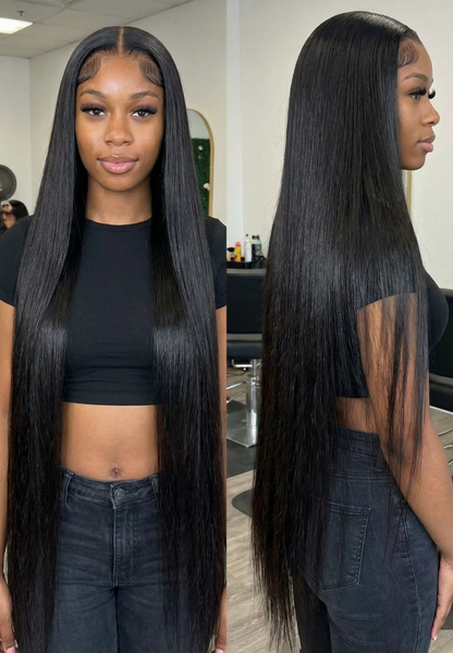 Brazilian Human Hair Straight Transparent Frontal Wigs.