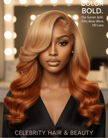 Custom Color Virgin Body Wave Bundles Ombre 27 Inch Ginger Hair.
