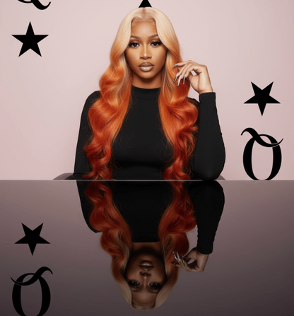 Custom Color Virgin Body Wave Bundles Ombre 27 Inch Ginger Hair.