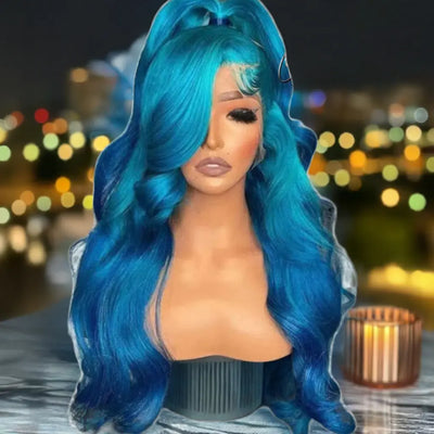 13x6 HD 360blue Curly Natural Frontal Human Hair Wig - Celebrity Hair & Beauty