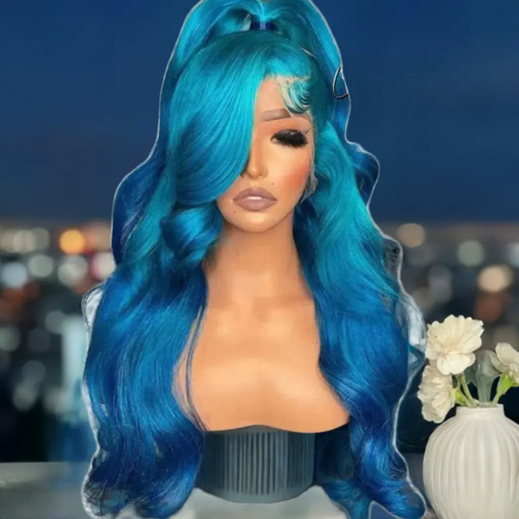 13x6 HD 360blue Curly Natural Frontal Human Hair Wig - Celebrity Hair & Beauty