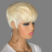 613 Lace Front Wig 100% Brazilian Short Bob Pixie Cut.