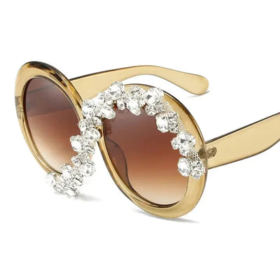 New Oversized Round Sunglasses Women Diamond Rhinestone Sunglasses Men Luxury Brand Designer Glasses Eyeglasses Eyewear Vintage