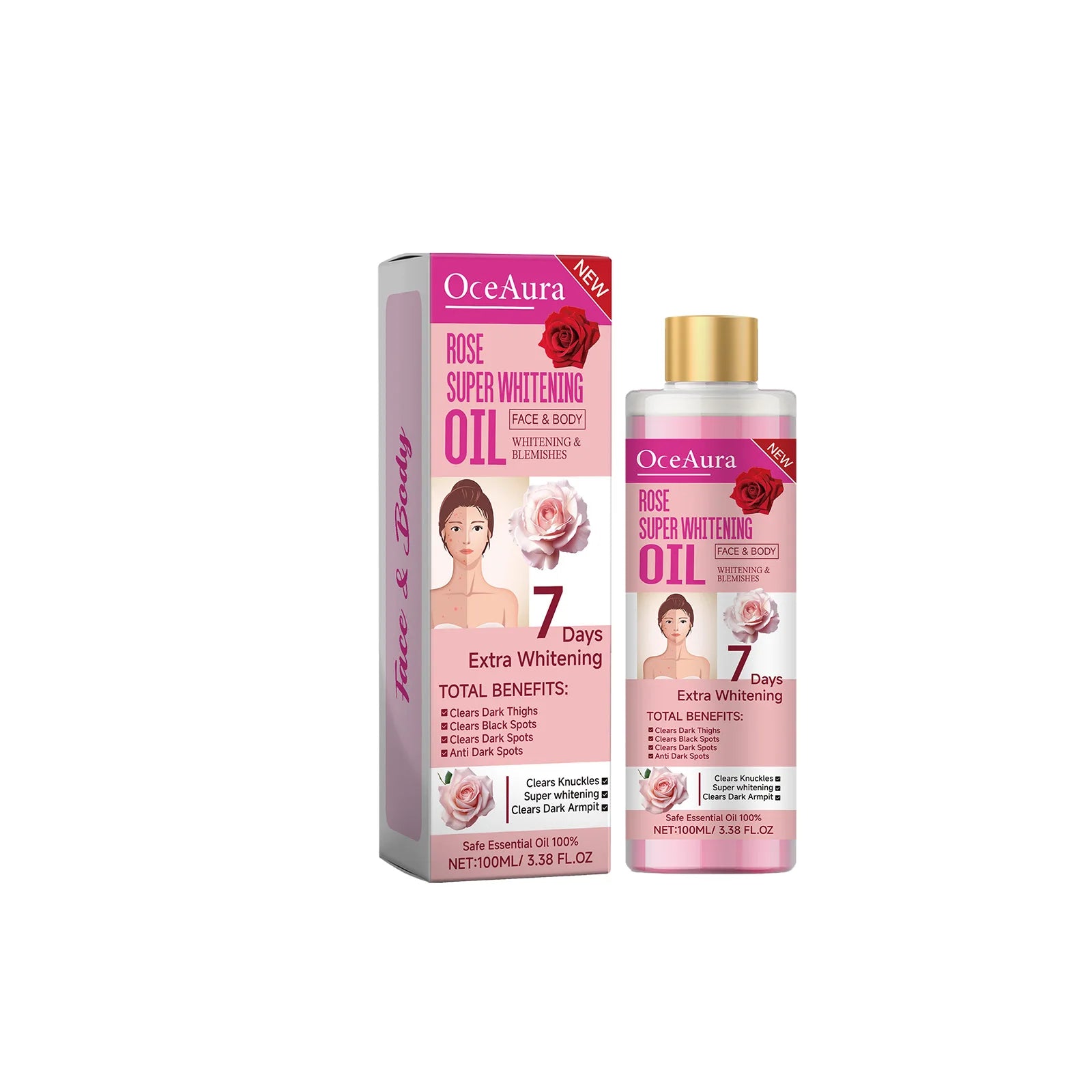Natural Body Whitening Oil – Hydrating & Brightening Rose 100ml
