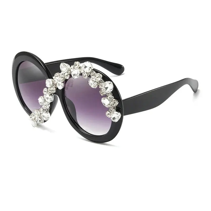 New Oversized Round Sunglasses Women Diamond Rhinestone Sunglasses Men Luxury Brand Designer Glasses Eyeglasses Eyewear Vintage