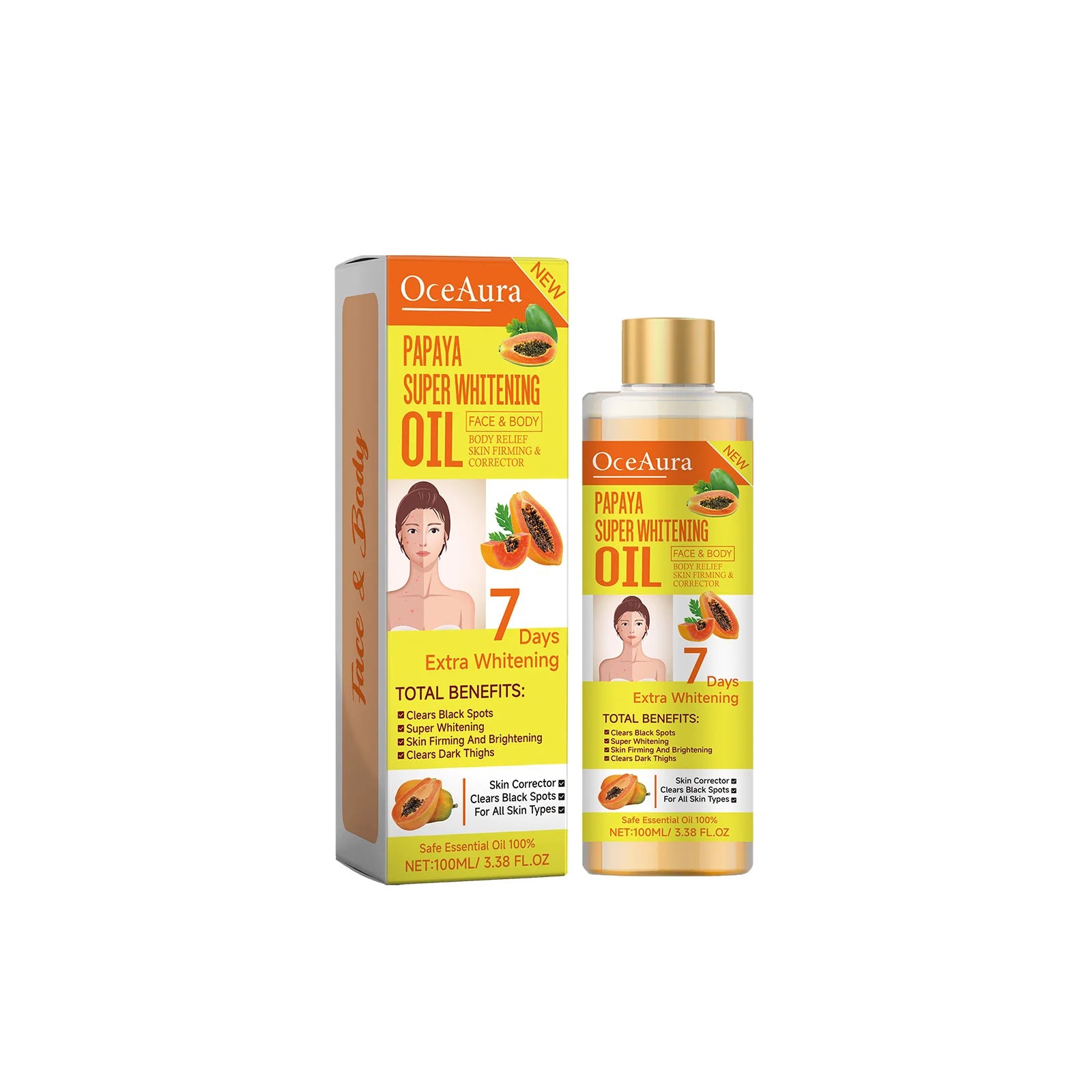 Natural Body Whitening Oil – Hydrating & Brightening Papaya 100ml