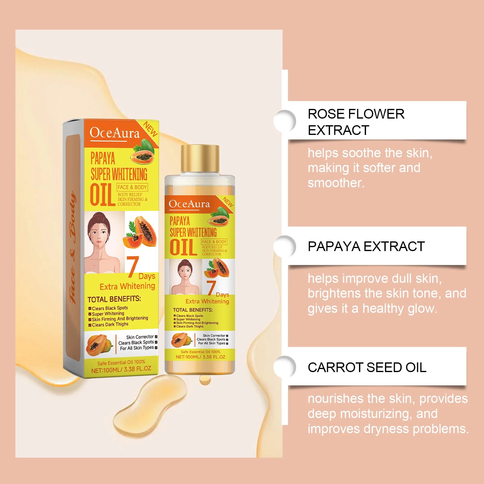 Natural Body Whitening Oil – Hydrating & Brightening