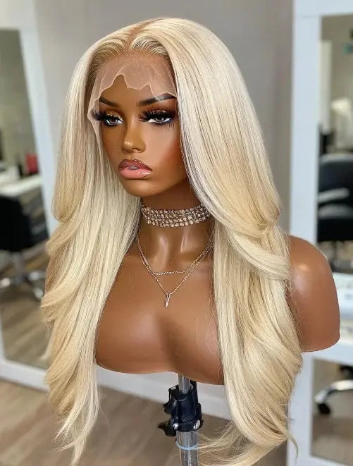180% Density 613 Straight Blonde Human Hair Lace Wig - Celebrity Hair & Beauty