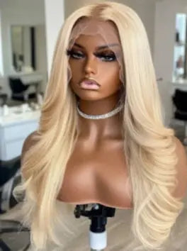 180% Density 613 Straight Blonde Human Hair Lace Wig 26