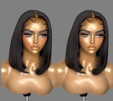 Double Drawn Straight Bob Wig, Raw Virgin Cuticle Aligned Human Hair Wigs, 13x4 HD Full Lace Front.