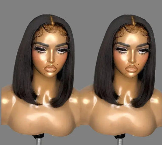 Double Drawn Straight Bob Wig, Raw Virgin Cuticle Aligned Human Hair Wigs, 13x4 HD Full Lace Front.