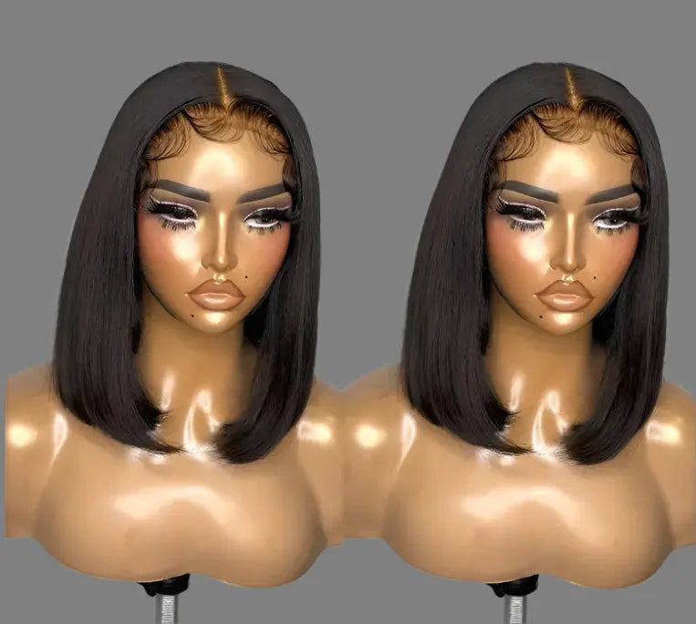 Double Drawn Straight Bob Wig,Raw Virgin Cuticle Aligned Human Hair Wigs, 13x4 HD Full Lace Front