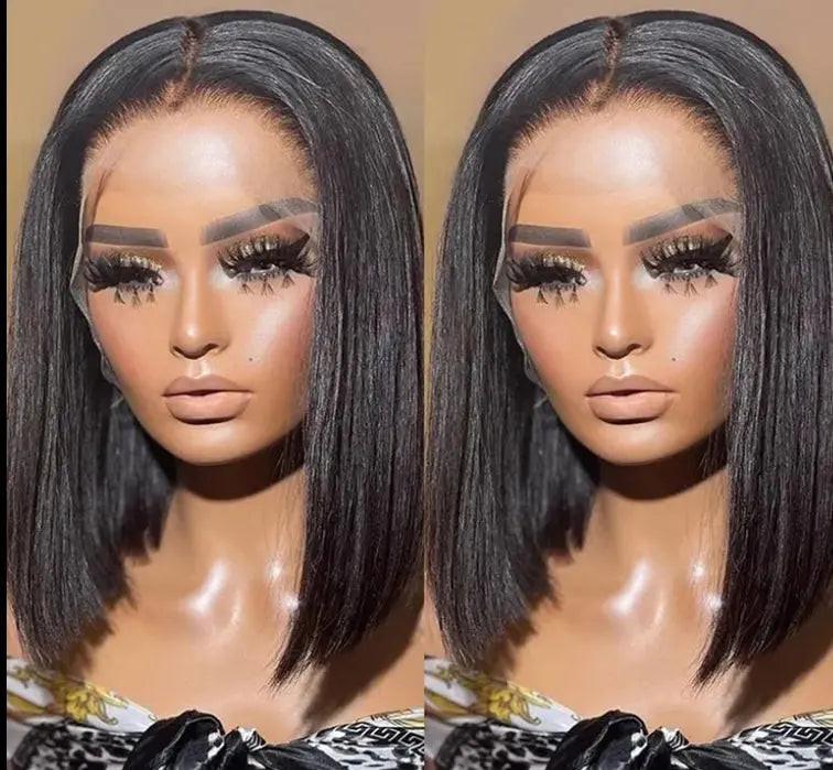 Double Drawn Straight Bob Wig, Raw Virgin Cuticle Aligned Human Hair Wigs, 13x4 HD Full Lace Front.
