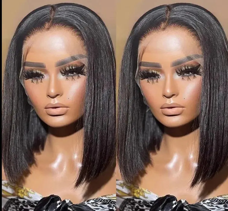 Double Drawn Straight Bob Wig,Raw Virgin Cuticle Aligned Human Hair Wigs, 13x4 HD Full Lace Front