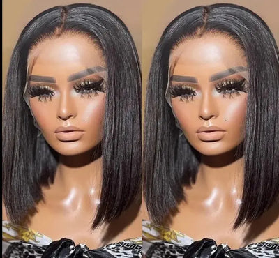 Double Drawn Straight Bob Wig,Raw Virgin Cuticle Aligned Human Hair Wigs, 13x4 HD Full Lace Front