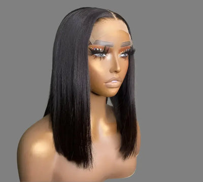 Double Drawn Straight Bob Wig,Raw Virgin Cuticle Aligned Human Hair Wigs, 13x4 HD Full Lace Front