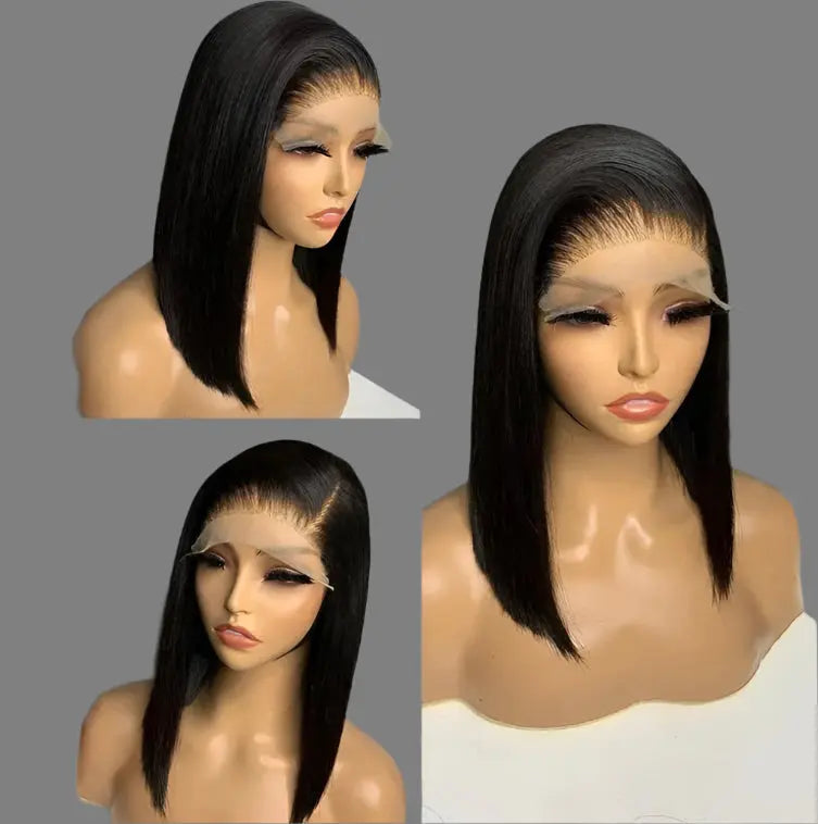 Double Drawn Straight Bob Wig,Raw Virgin Cuticle Aligned Human Hair Wigs, 13x4 HD Full Lace Front