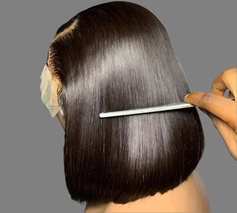 Double Drawn Straight Bob Wig, Raw Virgin Cuticle Aligned Human Hair Wigs, 13x4 HD Full Lace Front.