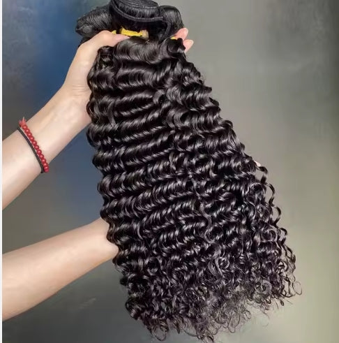 100% Raw Human Hair Top Quality Jerry Curly Deep Wave Bundles Free 4X4 Closure