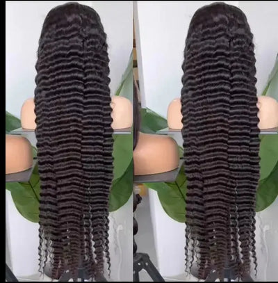 Deep Wave Cambodian Virgin Human Hair Transparent Lace 13 X4 Frontal Wig