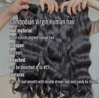 Cambodian/Vietnamese Raw Natural Wavy Hair Extensions 100% Virgin Cuticle Aligned Human Hair Bundles for Gorgeous Style