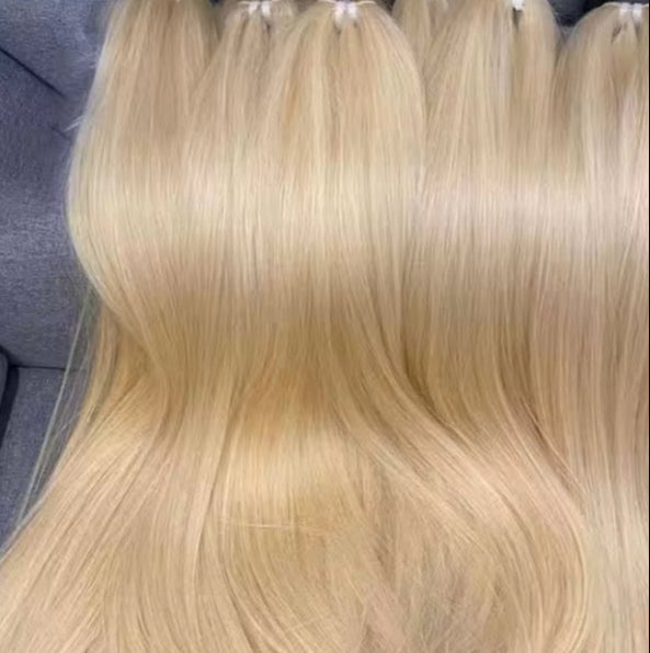 613 Blonde Unprocessed Raw Human Hair Bundles Double Drawn 36-38-40 Body Wave