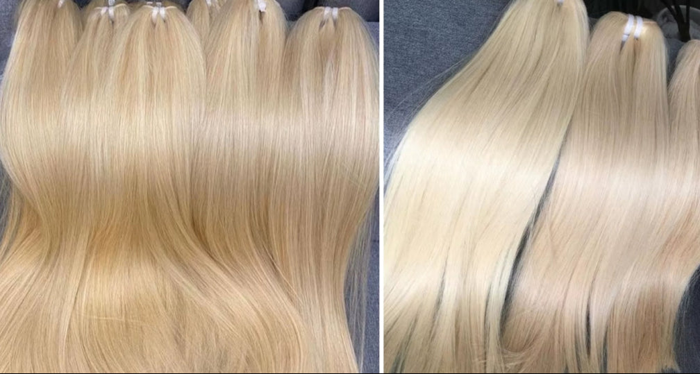 613 Blonde Unprocessed Raw Human Hair Bundles Double Drawn